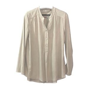 Soft Surroundings Pullover Blouse Tan Medium Business Casual Contemporary Office